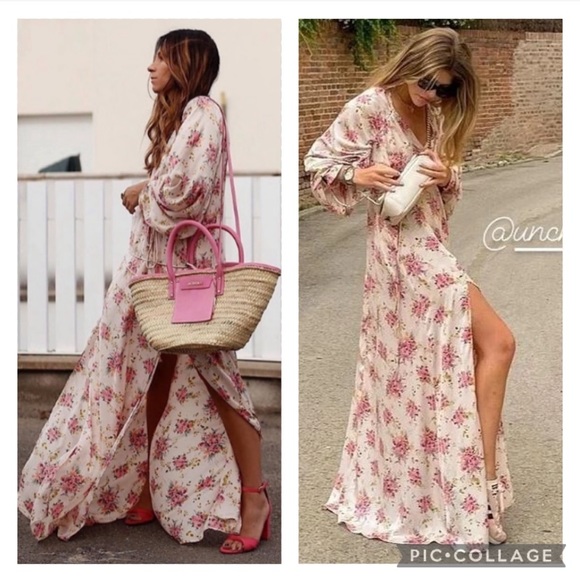 MANGO rushed maxi floral dress bloggers favorite zara competitor brand - Picture 3 of 16